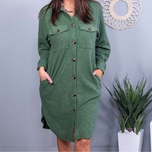 NWT Timing button up shacket/dress, green, size Small